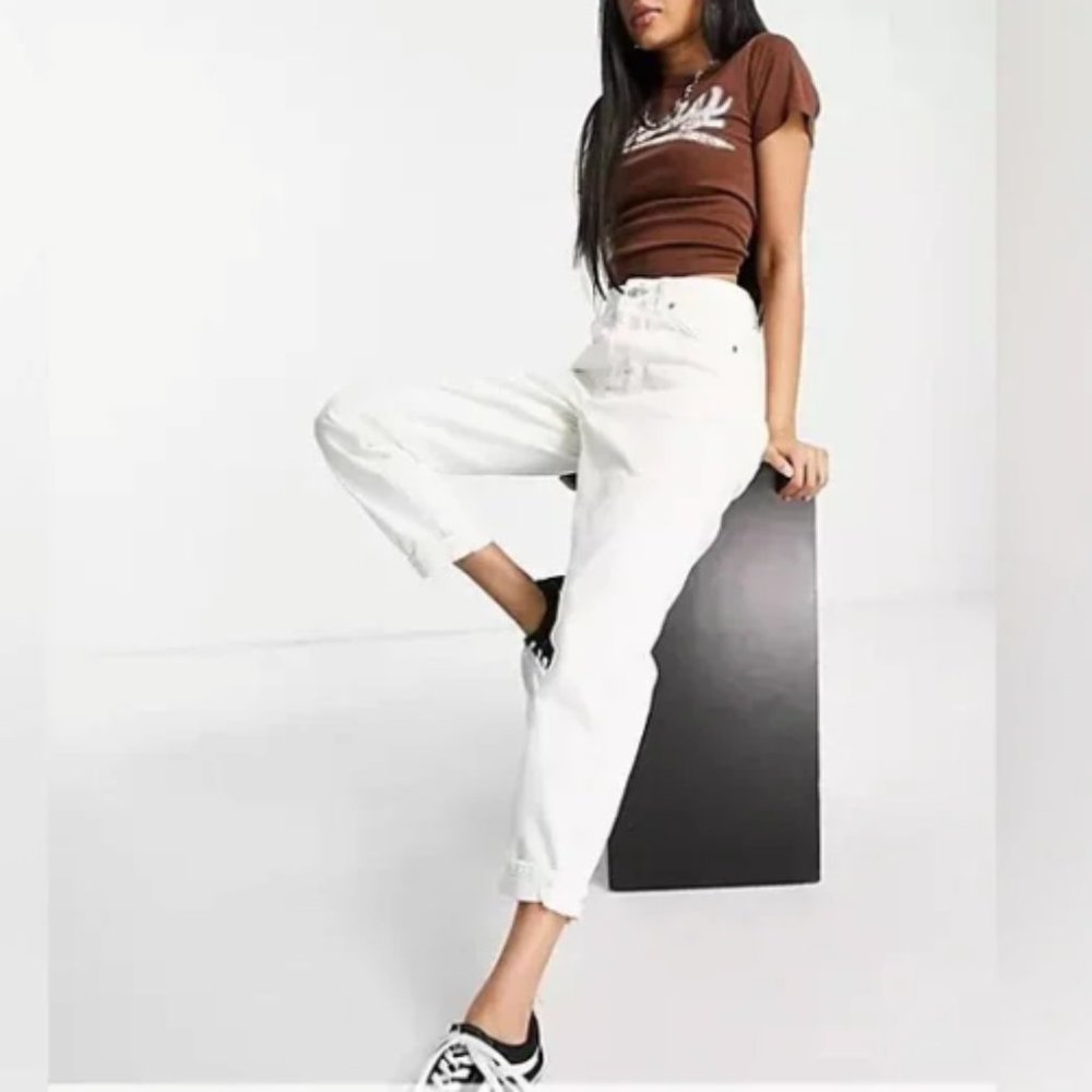 Topshop Petite Off White Mom Jeans